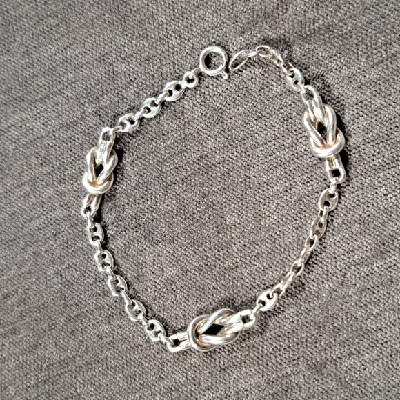 Mariner Anchor with Knots 925 Silver 7.5" Bracelet VG Marked Signed - Picture 1 of 8
